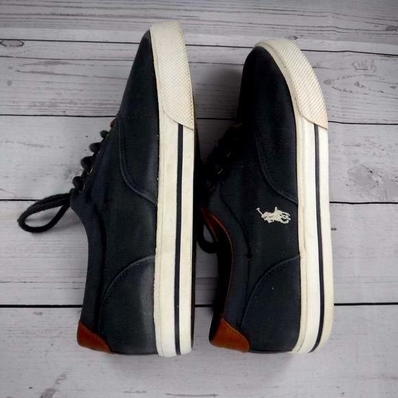 Polo by ralph lauren navy & tan sneaker mens 6 1/2 - Picture 7 of 12